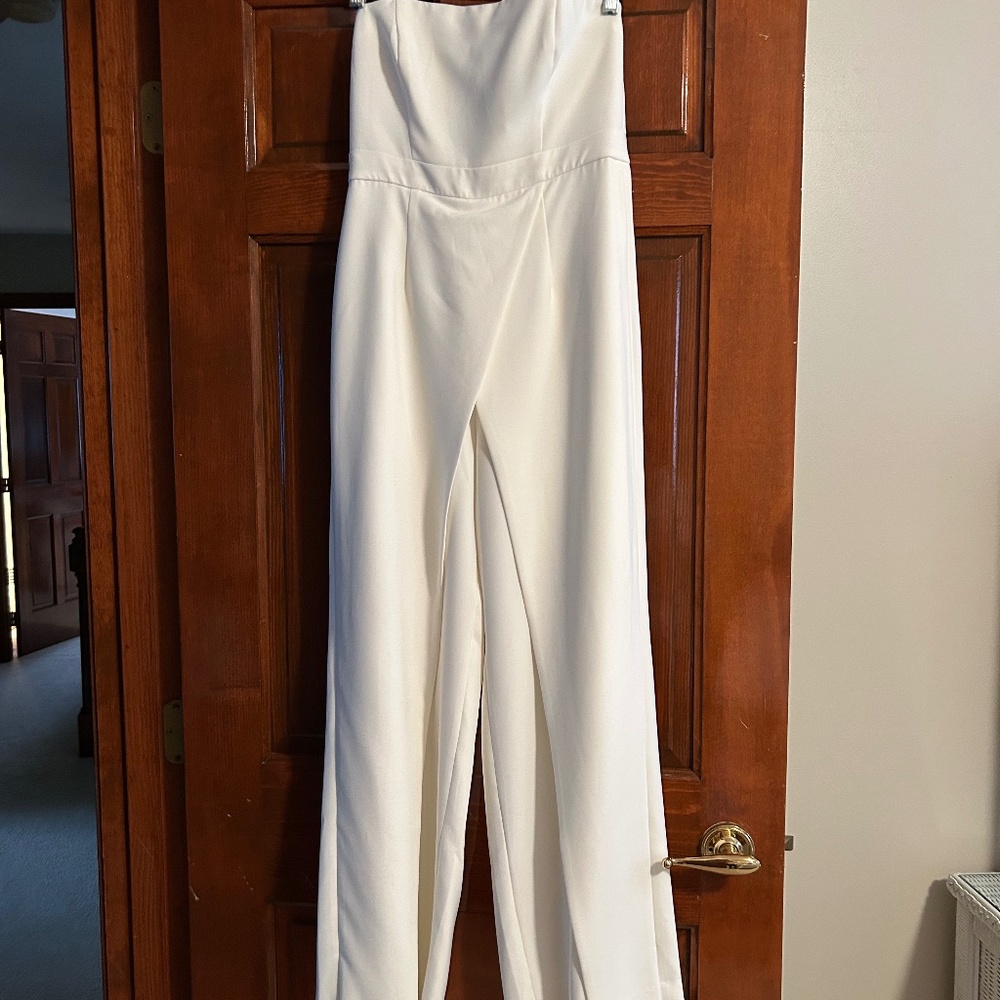 White Strapless Jumpuit